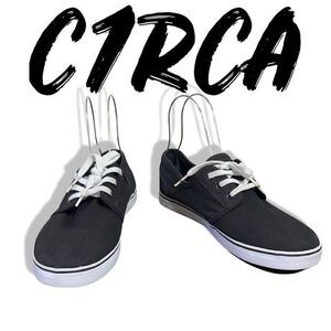 C1RCA Men’s Quality Skateboard Shoes, Black Canvas w/ White Bottom Sole, Size 10